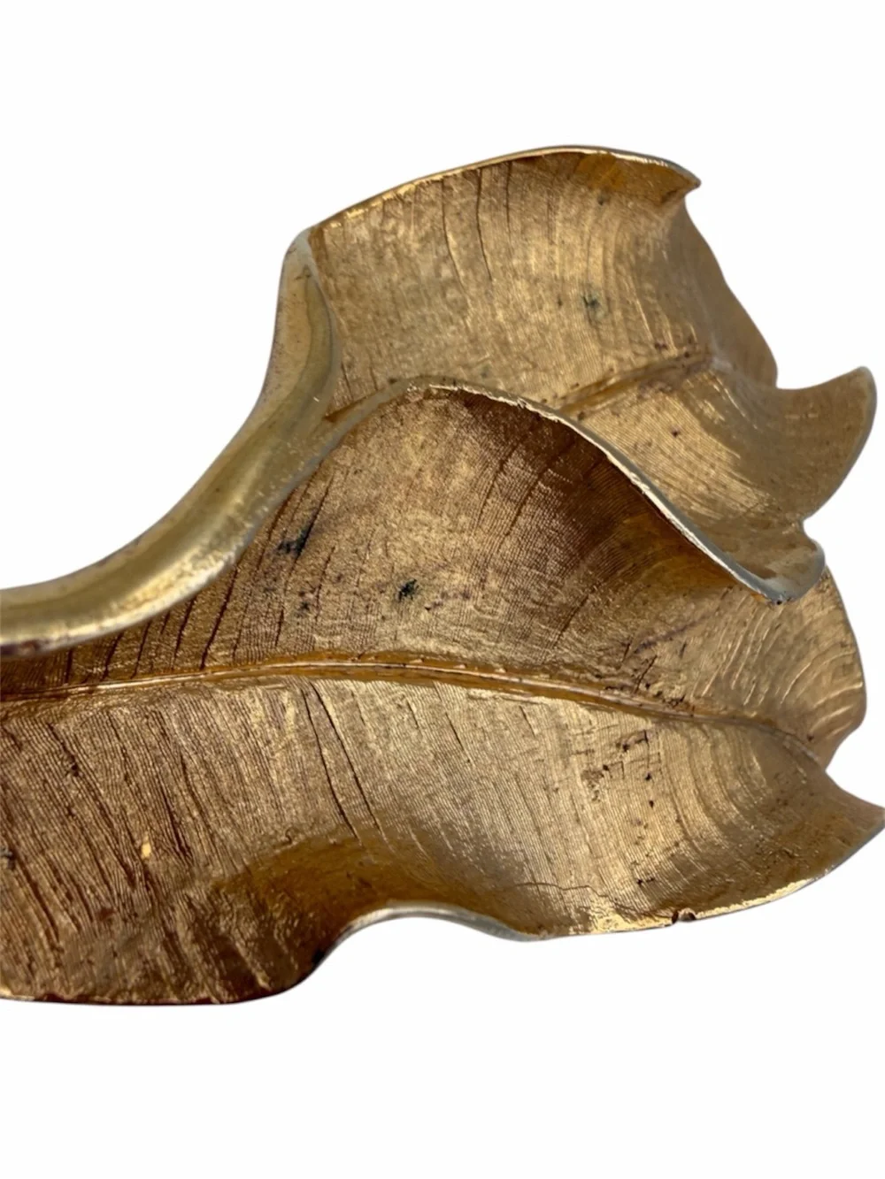 Vintage Capri Signed Gold Tone Sculptural Leaf Brooch Pin 3.5”